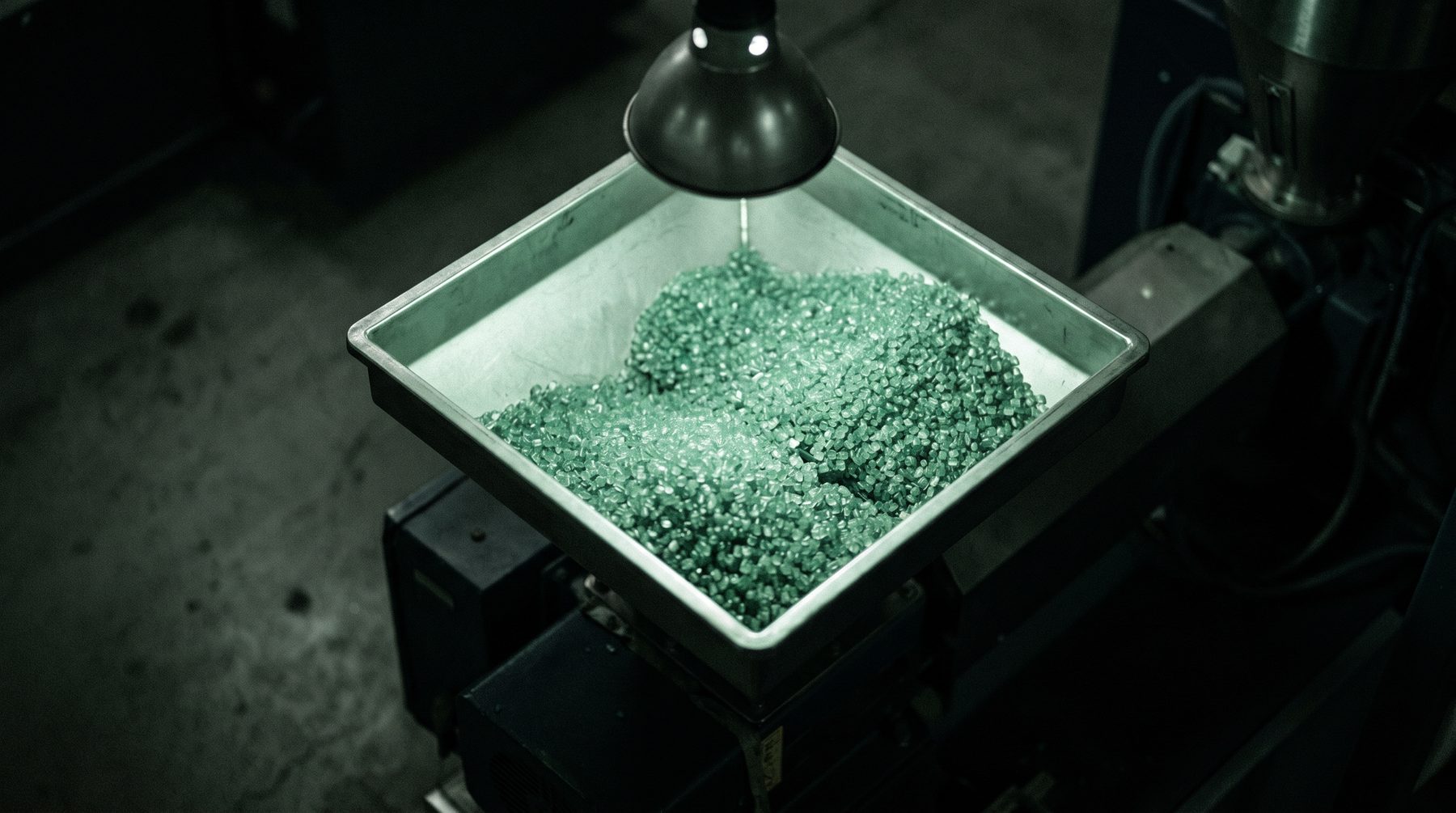 Pellets in a hopper, overhead, shallow focus